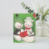 Vintage Christmas Snowman Briefkaarten (Staand voorkant)