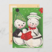 Vintage Christmas Snowman Briefkaarten (Voorkant / Achterkant)