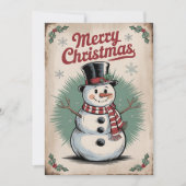 Vintage Christmas Snowman Foto Vakantie Kaarten (Voorkant)