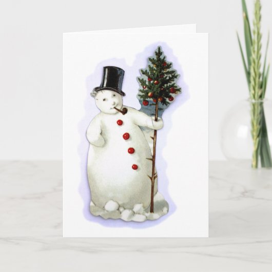 Vintage Christmas Snowman Kaart (Voorkant)