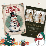 Vintage Christmas Snowman Photo Cartes de fin de a<br><div class="desc">Célébrez la saison des Fêtes avec ces Cartes de fin de année de photos Vintage Noël Snowman, alliant charme et nostalgie dans un design délicieux. Avec une illustration joyeuse de bonhomme de neige aux accents d'inspiration vintage, cette carte apporte chaleur et fantaisie à vos salutations festives. La section photo personnalisable...</div>