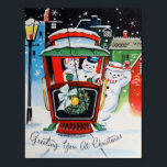 Vintage Christmas Snowman Poster de famille<br><div class="desc">conception par www.etsy.com/Shop/TreasuresResold</div>
