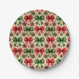 Vintage Christmas Stars en Bows Patroon Papieren Bordje