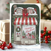 Vintage Christmas Storefront Holiday Kaart