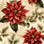 Vintage Christmas Tablecloth Poinsettia Pattern