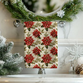 Vintage Christmas Tablecloth Poinsettia Pattern