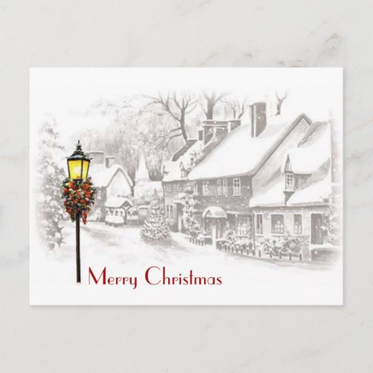 Vintage Christmas Town Briefkaart (Voorkant)