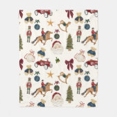 Vintage Christmas Toys Pattern Fleece Blanket (Voorkant)