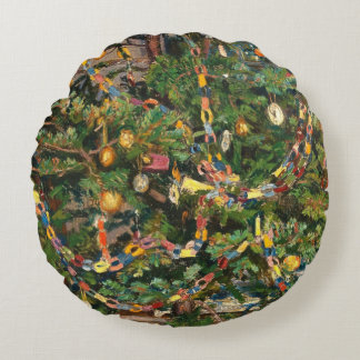 Vintage Christmas Tree Close-up Rond Kussen