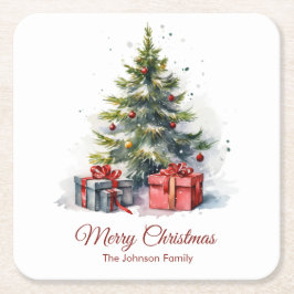 Vintage Christmas Tree Coaster Vierkante Kartonnen Onderzetter