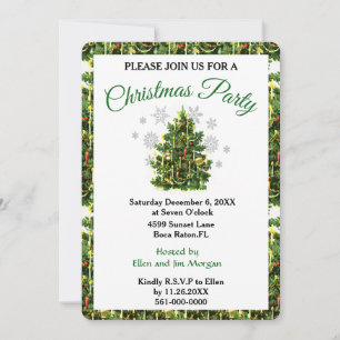 Vintage Christmas Tree Fête de Noël Invitation