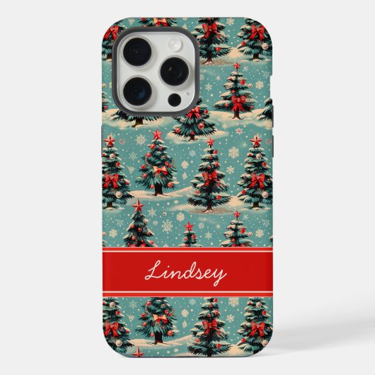 Vintage Christmas Tree Phone Case with Name (Verso)