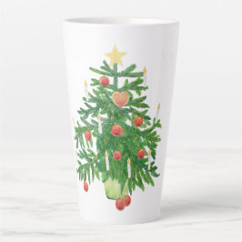 Vintage Christmas Tree with a Star & Heart Cookie Latte Mok