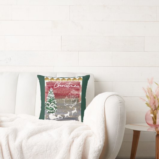 Vintage Christmas trees Kussen (Bank)