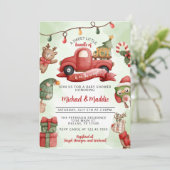 Vintage Christmas Truck Baby shower Invitation (Debout devant)