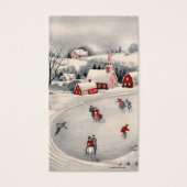 Vintage Christmas, Victorian Ice Skaters on Pond (Devant)