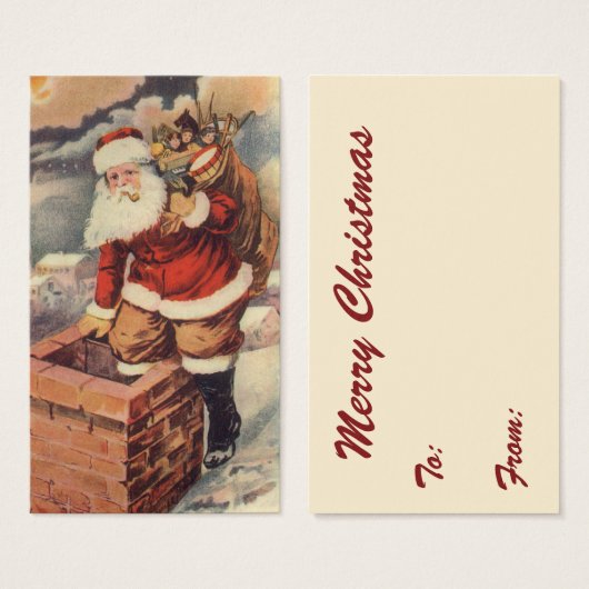 Vintage Christmas Victorian Santa Claus in Chimney (Devant & derrière)