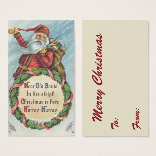 Vintage Christmas, Victorian Santa Claus on Wreath (Devant & derrière)