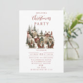 Vintage Christmas Village Party Kaart (Staand voorkant)