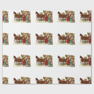 Vintage Christmas, Vintage Horse Drawn Christmas,  Cadeaupapier
