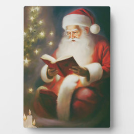 Vintage Christmas Wall Art Reading Santa Fotoplaat