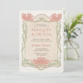 Vintage Chrysanthemum Faire-part de mariage cadre (Debout devant)