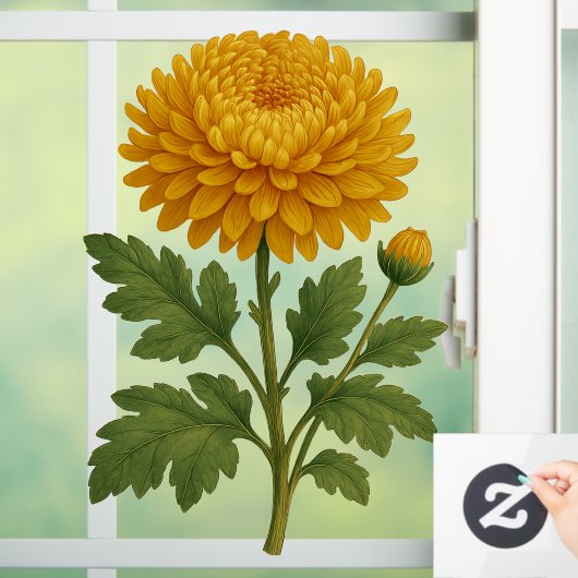 Vintage Chrysanthemum Raamsticker (Huis)
