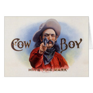 Vintage Cigar Étiquette Art, Cowboy frappe la marq