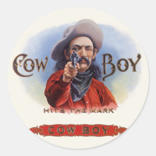 Vintage Cigar Étiquette Art, Cowboy frappe la marq