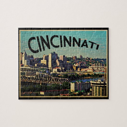 Vintage Cincinnati Skyline Legpuzzel (Horizontaal)