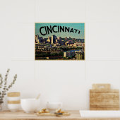 Vintage Cincinnati Skyline Poster (Keuken)