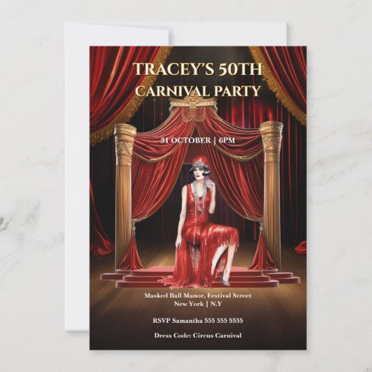 Vintage Circus 50th Birthday Invitation (Devant)