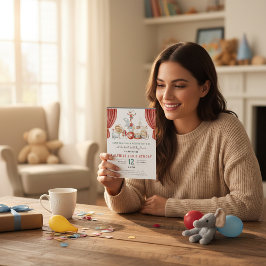 Vintage Circus Animals 2nd Birthday Invite Kaart