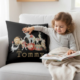 Vintage Circus Animals Watercolor Boys Room Decor  Kussen