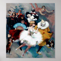 Vintage Circus Ballerina Clown poster