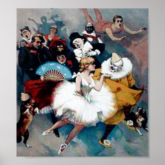 Vintage Circus Ballerina Clown poster (Devant)