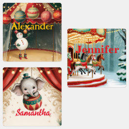 Vintage Circus Christmas Gift Tags Labels