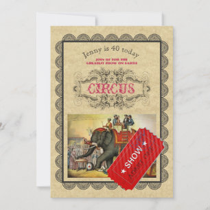 Vintage CIRCUS Party Invitation Rustique