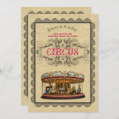Vintage CIRCUS Party Invitation Rustique (Devant / Derrière)