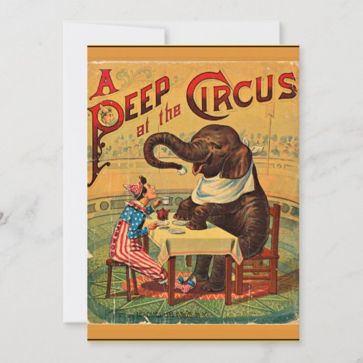 Vintage Circus Poster: Circus Elephant Kaart (Voorkant)