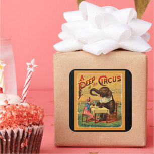 Vintage Circus Poster: Circus Elephant Vierkante Sticker