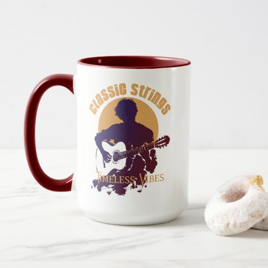 Vintage Classical Guitar Coffee Mug (Avec donut)