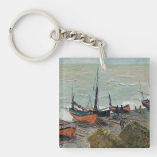 Vintage Claude Monet Vist Boats Sleutelhanger