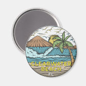 Vintage Clearwater Beach Florida Magneet (Voorkant / Achterkant)