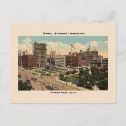 Vintage Cleveland Ohio Public Square Briefkaart (Voorkant)