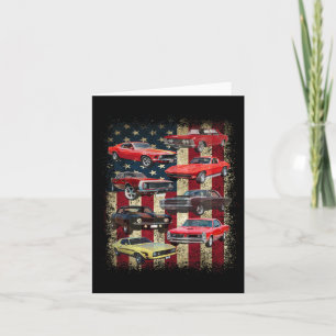 Vintage Clic Muscle Car Retro Amerikaanse Vlag Pat Kaart