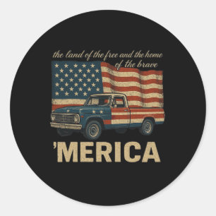 Vintage Clic Truck Merica Amerikaanse Vlag Usa 4 j Ronde Sticker