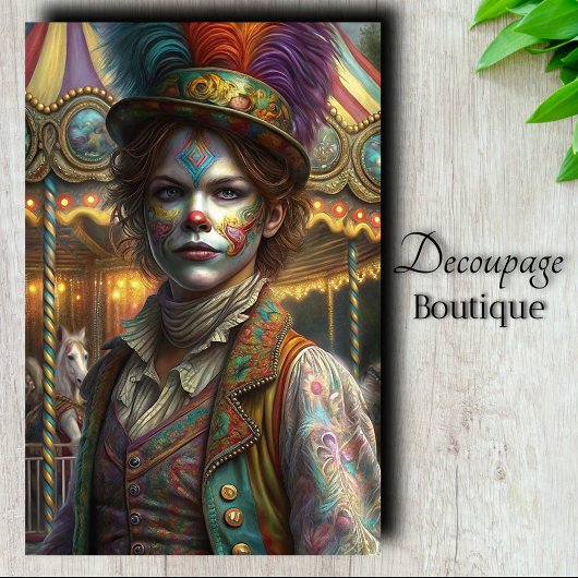 Vintage Clown Decoupage Tissuepapier