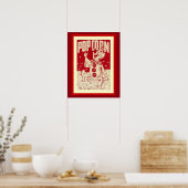 Vintage Clown with Popcorn Poster (Cuisine)