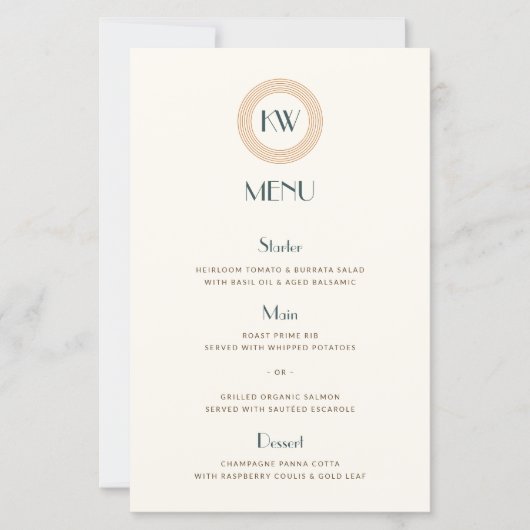 Vintage Coastal Retro Sunset Deco Wedding Menu (Devant)